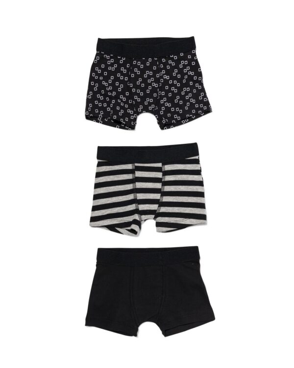 HEMA Kinderboxers Katoen Stretch - 3 Stuks Zwart (zwart)