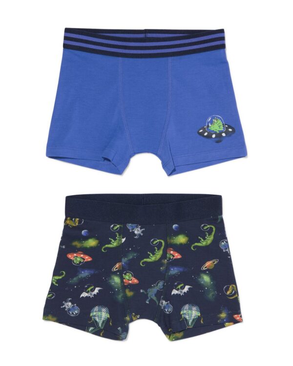 HEMA Kinder Boxers Katoen Stretch Space - 2 Stuks (donkerblauw)