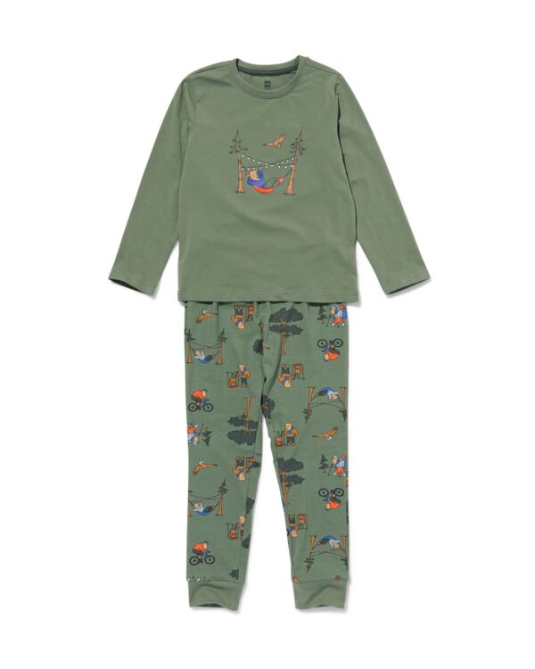 HEMA Kinder Pyjama Glow In The Dark Bisons (groen)