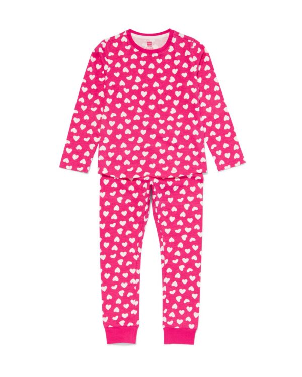 HEMA Kinder Pyjama Met Hartjes (felroze)